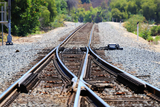 Railroad Switch, Railway junction, railway tracks, Intersecting railway tracks
